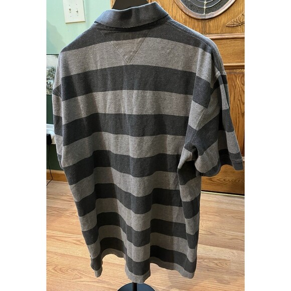 Tommy Hilfiger Men's Polo Shirt Size XXL Striped Black and Gray Preppy Casual - Picture 2 of 8